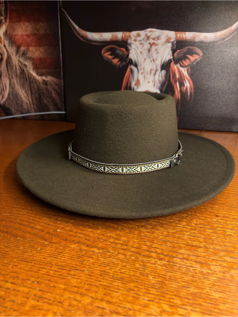 Wide Brim Western Hat with 3 Hat Bands - Chocolate Brown